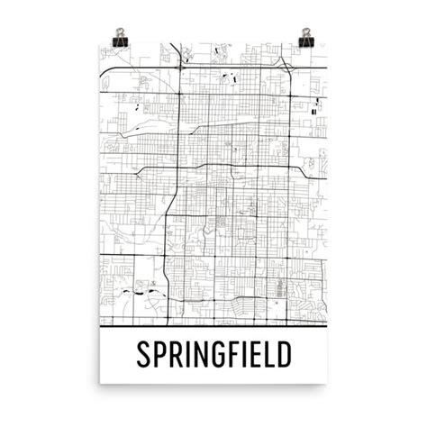 Springfield Missouri Street Map Poster Wall Print By Modern Map Art