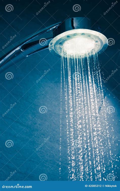 Refreshing Shower With Water Stream Stock Photo Image Of Contrast