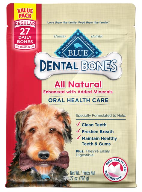 Blue Buffalo Blue All Natural Dental Bones Dog Treats | Dog dental chews, Dog dental, Dental
