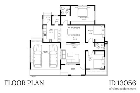 Low Budget Modern 3 Bedroom House Design 13056 Afrohouseplans