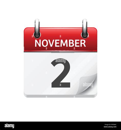 November 2 Vector Flat Daily Calendar Icon Date And Time Day Month