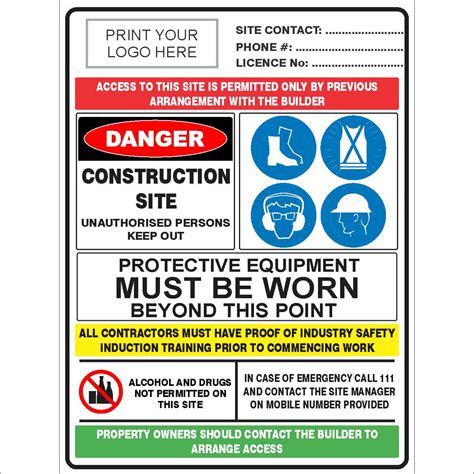 Construction Site Combination Sign Discount Safety Signs New Zealand