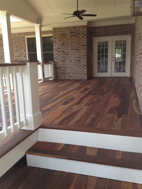If you have a concrete patio or a wooden deck, you can enhance the floor area by covering it with modutile interlocking patio floor tiles. Covered IPE Wood Deck - Traditional - Porch - Atlanta - by Equis Enterprises