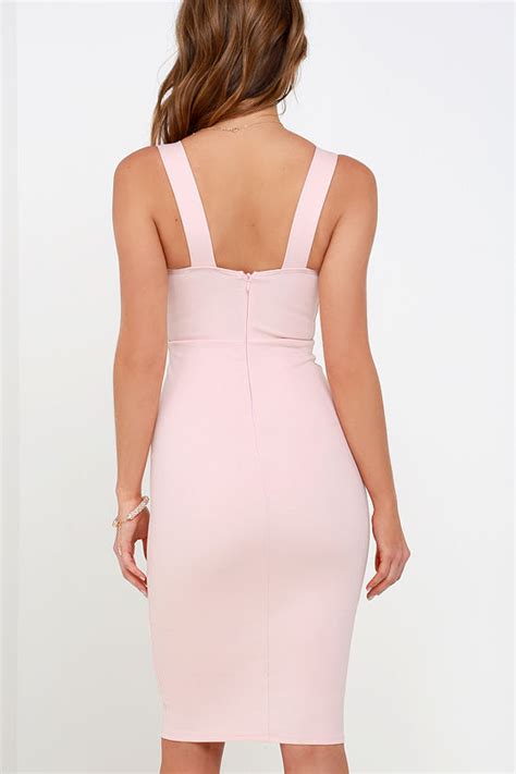 Light Pink Dress Midi Dress Bodycon Dress 4800
