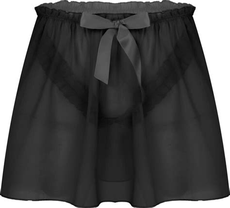 Chictry Mens Sissy Lace Sheer Ruffled Tulle Skirt Crossdress Lingerie Short Skirted Panties