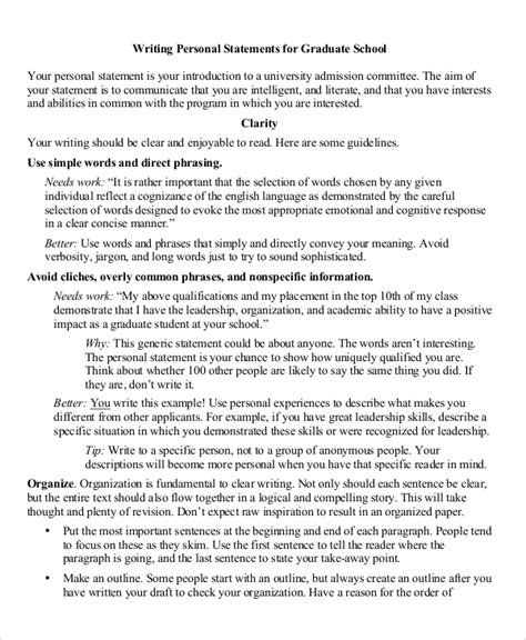 Free 7 Sample Personal Statement For Graduate School In Ms Word Pdf