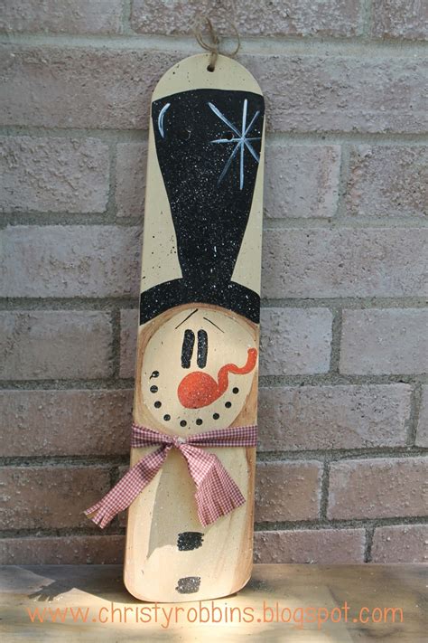 Allow the blade to dry. Christy Robbins: Snowman Fan Blade