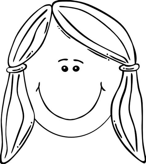 Smiling Girl Face Balck And White Clip Art At