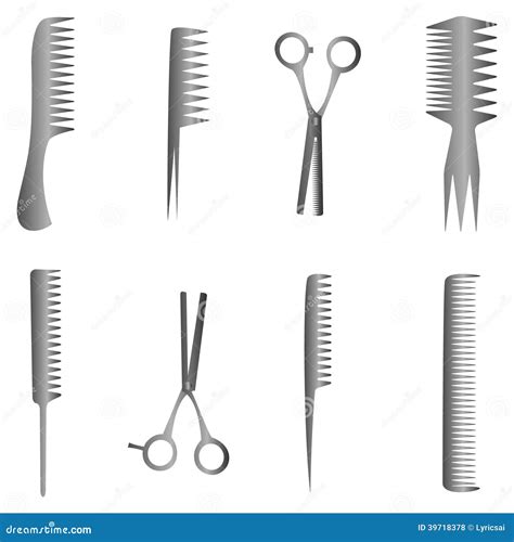 Set Of Hair Salon Tools With Scissors And Comb Stock Vector