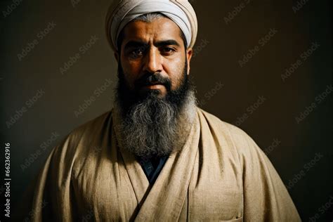 Portrait Of The Of The Old Age Bearded Iranian Man Wearing Traditional