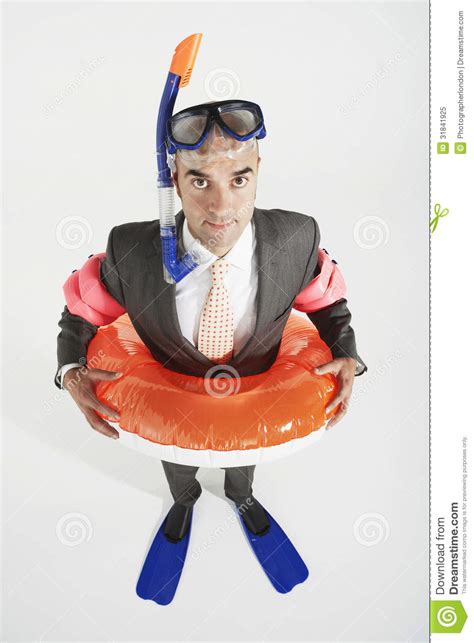 Portrait Of Businessman With Swimming Gear Stock Image Image Of