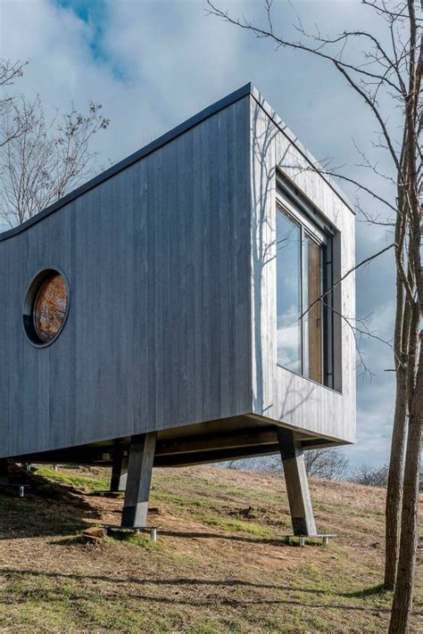 Hello Wood Elevates Wauhaus Cabin On Legs Of Different Lengths In