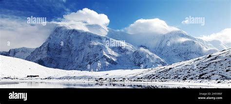 Panoramic View Of Annapurna 3 Iii Blue Colored Annapurna Range