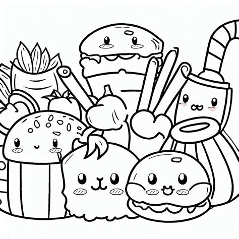 Dibujos De Alimentos Adorables Para Colorear Para Colorear Pintar E