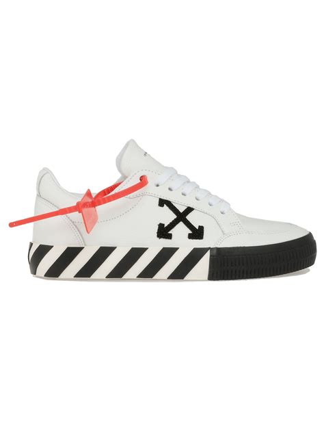 Off White White And Black Leather Vulcanized Low Sneakers Modesens