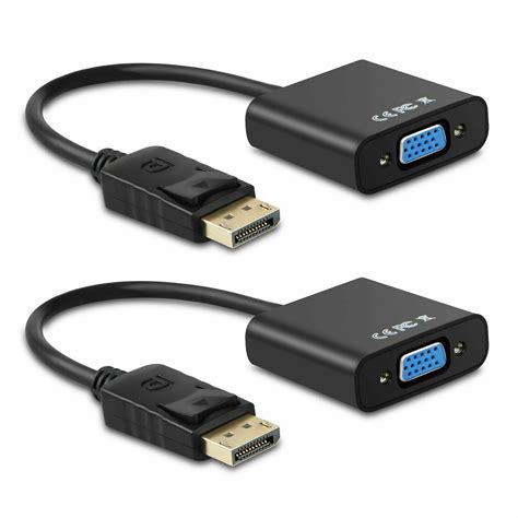 2 Pack Displayport Dp Male To Vga Female Adapter Converter Active Cable