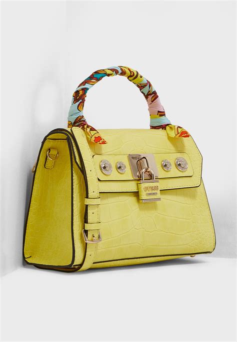 Buy Guess Yellow Anne Marie Top Handle Flap Satchel For Women In Dubai