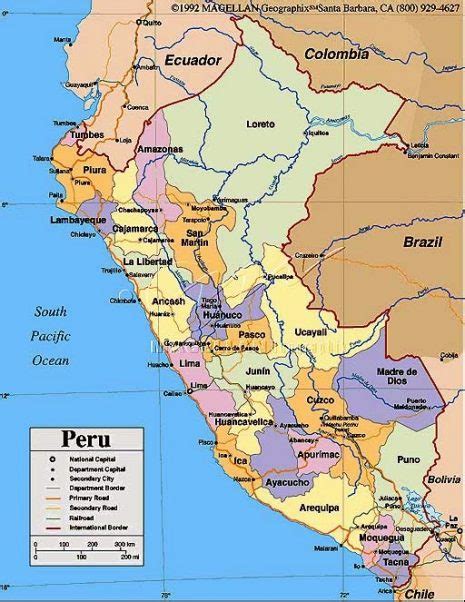 Mapa del Perú con Nombres Regiones y Departamentos Para Descargar e