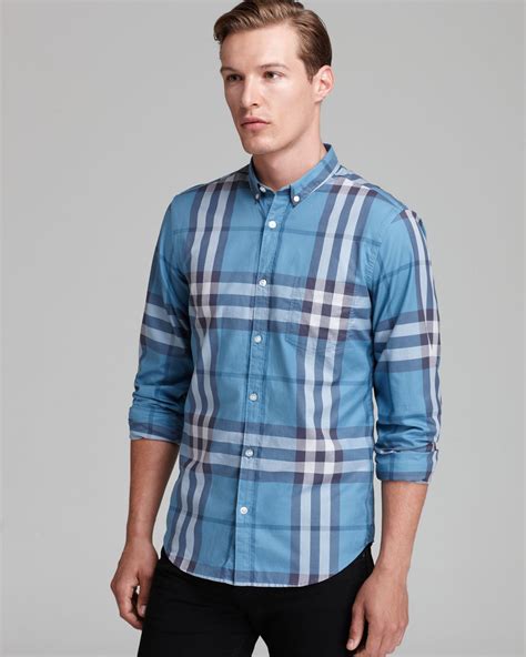 Burberry Brit Niall Check Sport Shirt Classic Fit In Blue For Men Dusty Thistle Blue Lyst