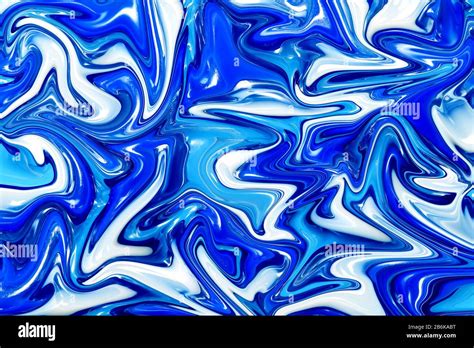 Blue Liquid Marbling Paint Swirls Background Fluid Painting Abstract