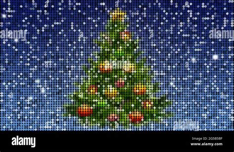 Christmas Tree Seamless Looping With Reflectors And Sparkles Stock
