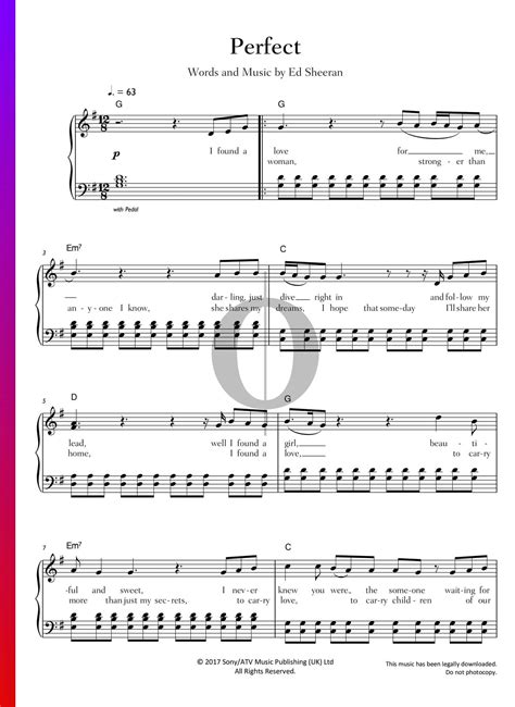 It's a romantic love song about finding a love that's just, well, perfect, and. Perfect Noten (Piano, Gesang) - PDF Download & streamen ...