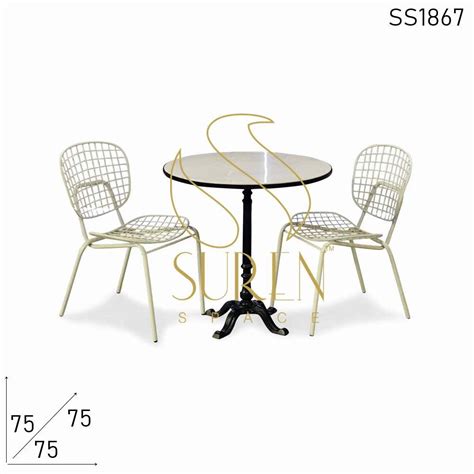Powder Coated White Restaurants Wrought Iron Patio Dining Sets For