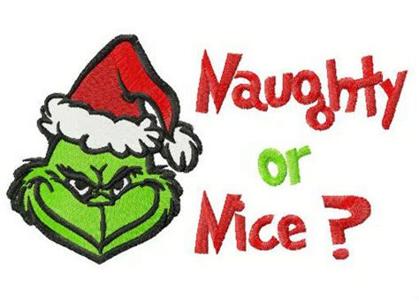 Grinch Naughty Or Nice Embroidery Design