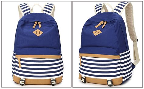 abshoo lightweight canvas stripe backpacks for girls womens school bookbags sky