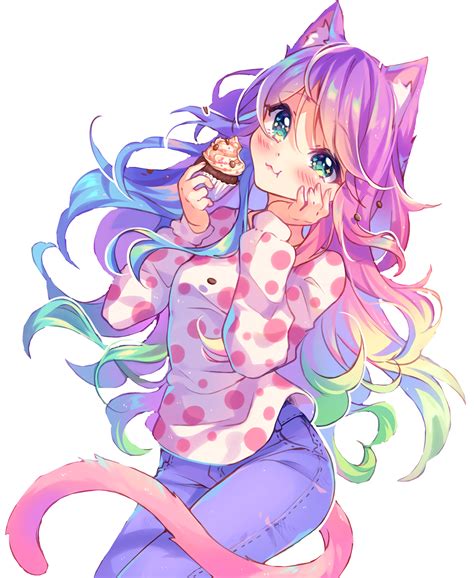 Want to know what you favorite anime character's hair colors mean?? cute kawaii hyannanatsu neko animeart anime art rainbow...
