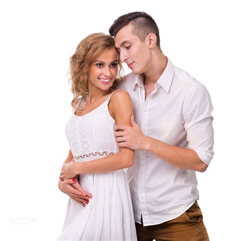 Cheerful Young Couple On White Background Isolated Happy Young Couple Portrait Of Cheerful