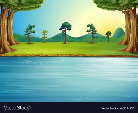 A Forest With A River Royalty Free Vector Image