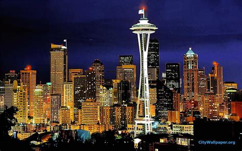 Seattle Skyline Seattle At Night Hd Wallpaper Pxfuel