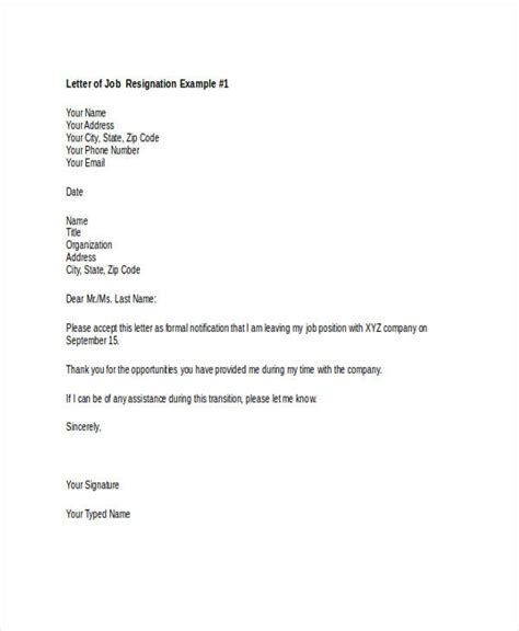 Resignation Letter Examples In PDF MS Word Google Docs Pages Examples