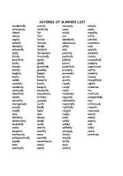 Where should we put an adverb of manner. Adverbs of Manner List - ESL worksheet by chemicalsister10
