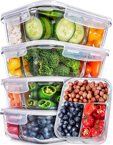 Prepnaturals Glass Food Storage Containers With Lids Leakproof Meal Prep Container Bento Box