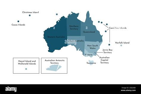 vector ilustración aislada del mapa administrativo simplificado de australia fronteras y