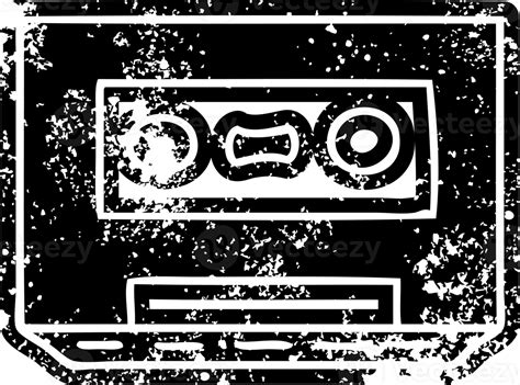 Grunge Icon Drawing Of A Retro Cassette Tape 36445629 Png