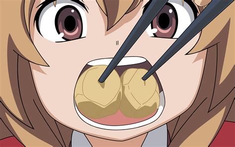 wallpaper illustration anime cartoon toradora mouth aisaka taiga eating girl mangaka