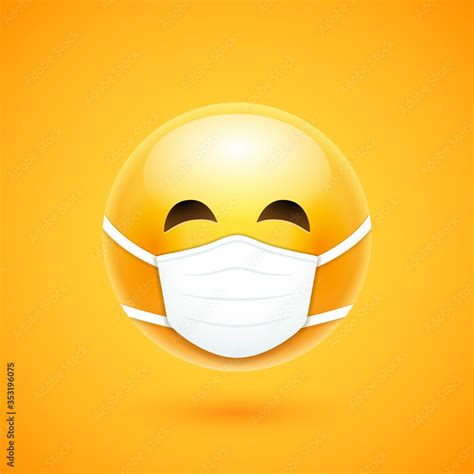 Face Mask Emoji Vector Cartoon Icon Covid 19 Emoticon Medical Mask