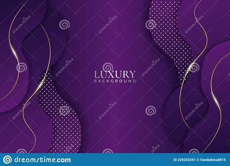 Luxury Background Overlapped Purple Dynamic Shape With Golden Line Glow