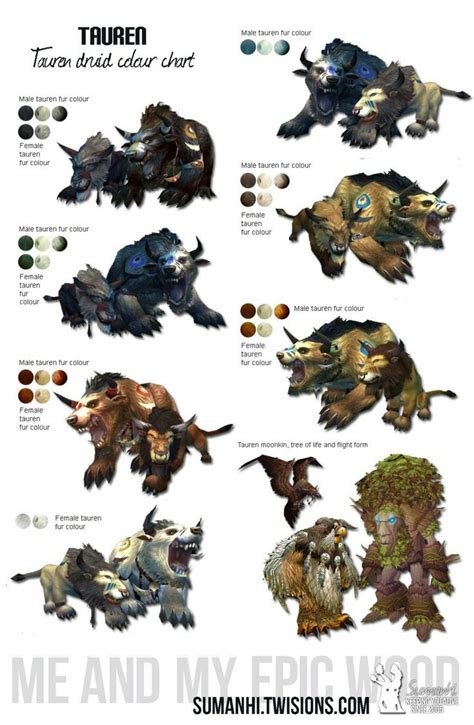 Tauren Druid Color Chart World Of Warcraft Characters World Of Warcraft Warcraft Characters