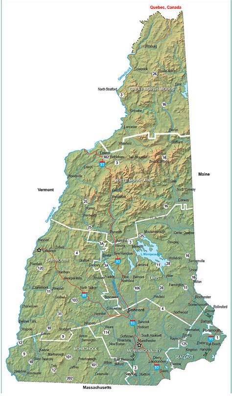 Map Of New Hampshire Cities Towns And Counties In New