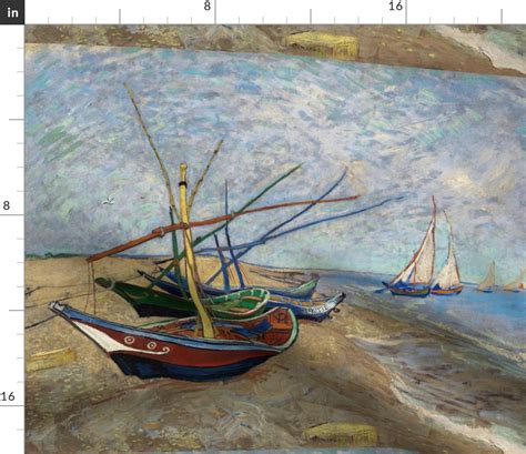 Ozean Strand Vintage Boote Frankreich Bildende Kunst Van Gogh