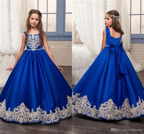 Girls Pageant Dresses Little 2017 Toddler Kids Ball Gown Royal Blue