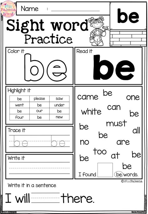 Free Printable Sight Word Worksheets Printable Templates