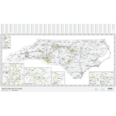 North Carolina Zip Code Wall Map By Mapshop The Map Shop