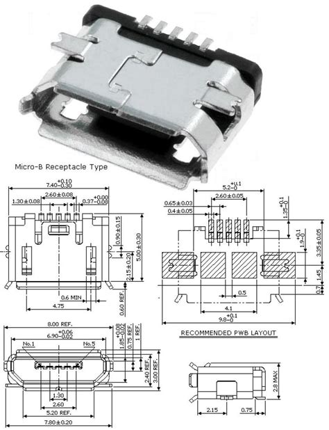 Conector Micro Usb B Hembra Smd 5 Pin