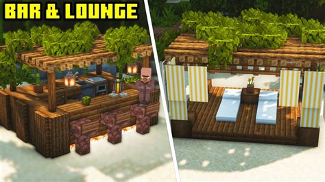 Minecraft Beach Hangout Tutorial Tiki Bar And Outdoor Bed 🌞 Youtube