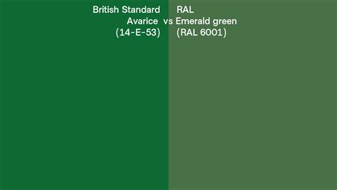 British Standard Avarice 14 E 53 Vs Emerald Green Ral 6001 Side By